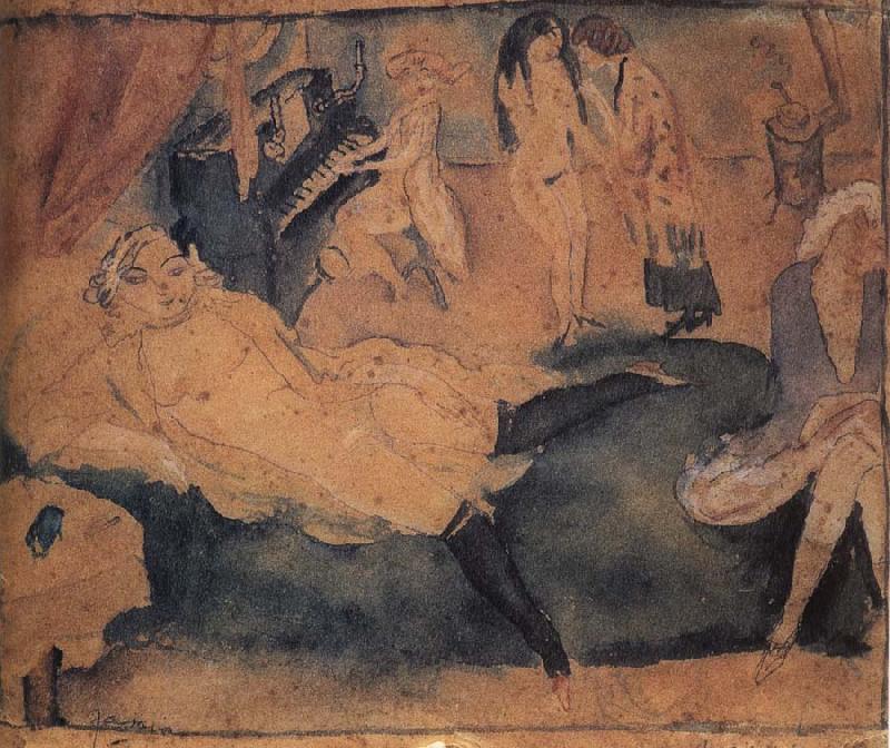 Jules Pascin Five woman in the callet Norge oil painting art
